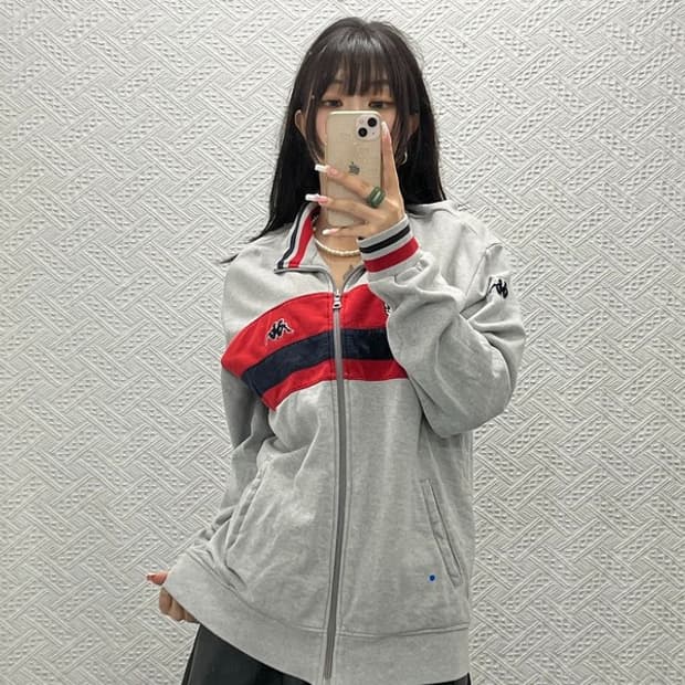 카파 희귀 올드스쿨 레트로 이탈리아 스웻 져지 집업 L C13655