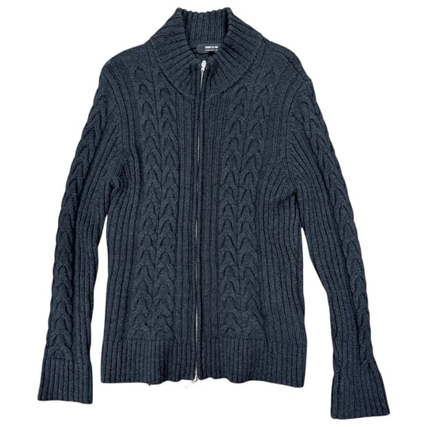 COMME CA ISM Cable Knit Zip-Up Cardigan