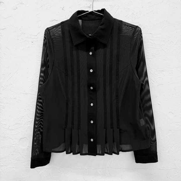 brund pirttelli 플리츠 시스루 자켓