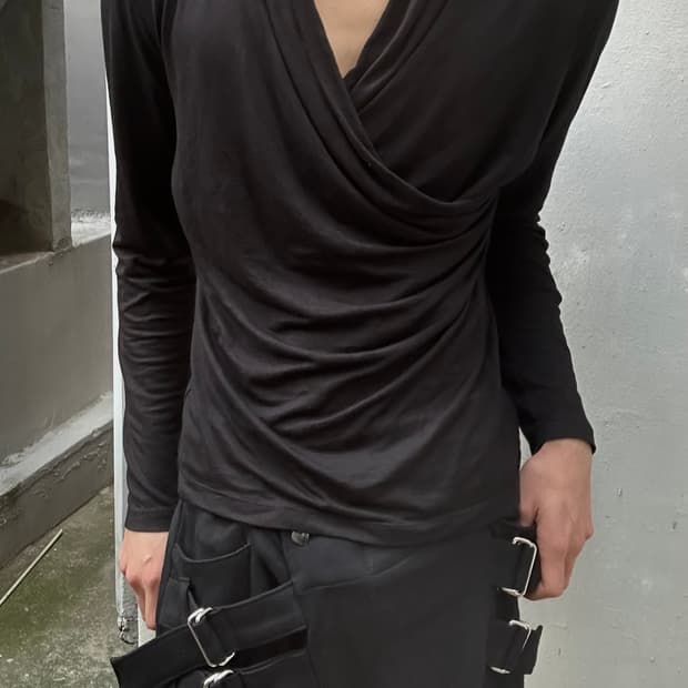 2000s JPN 락시크 드레이프 블랙 롱슬리브