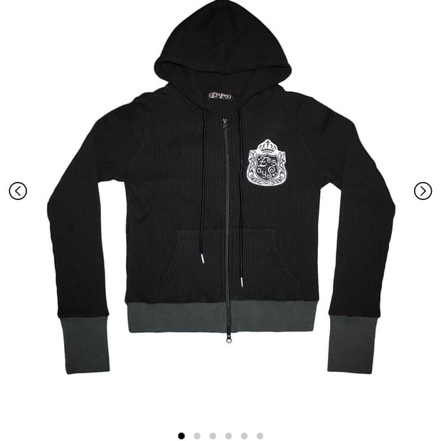 eessay 와플 후드 집업 블랙