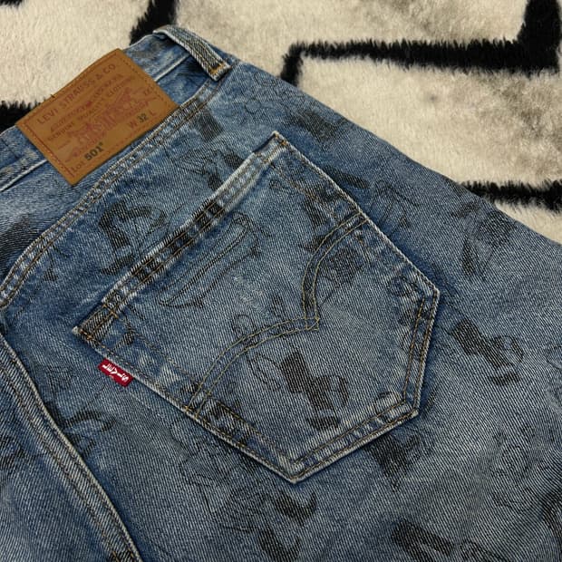 [32]리바이스501 프리미엄 그래픽 커스텀 데님 반바지