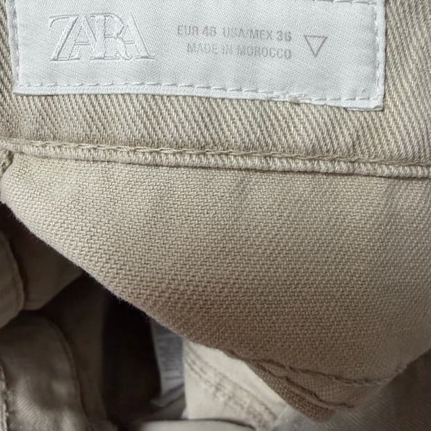 자라 테크니컬 카고 데님 멀티포켓 와이드 팬츠 -카멜