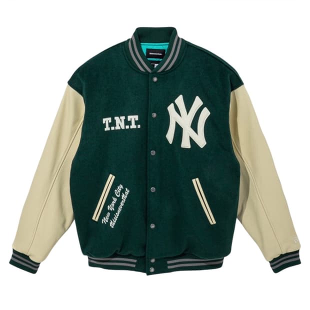 디스이즈네버댓 x 뉴에라 x MLB 뉴욕 양키스 바시티 자켓 다크 그린