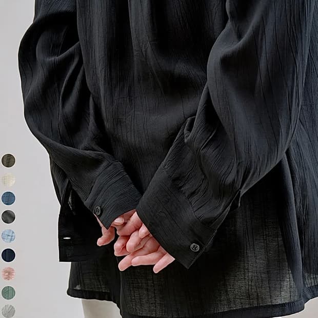 (새상품 택포가격) 트립르센스 스테디썸머플리츠 오버셔츠 블랙 L