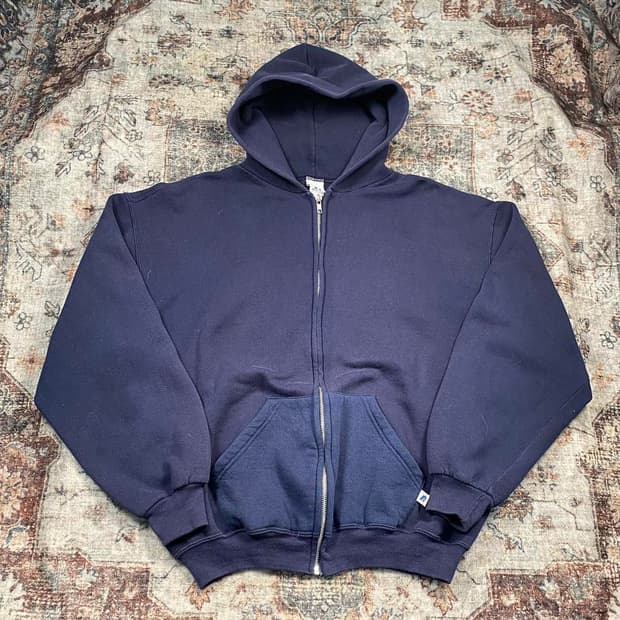 90s 러셀 애슬레틱 후드집업 네이비