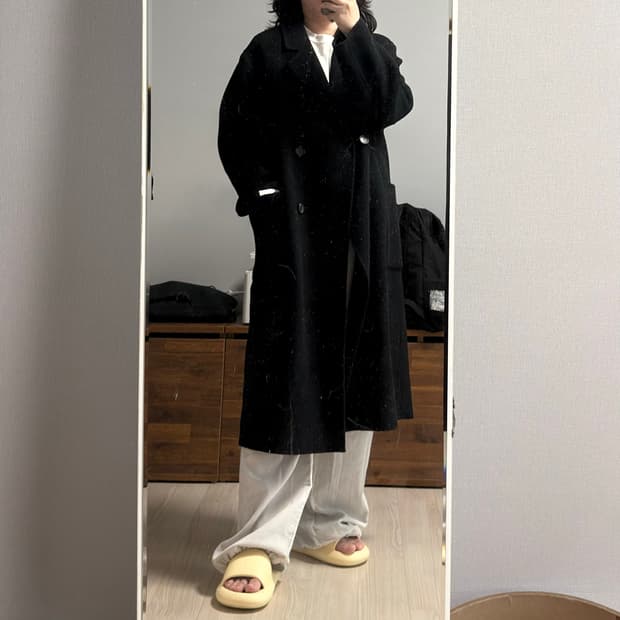 핸드메이드 롱 코트 블랙
