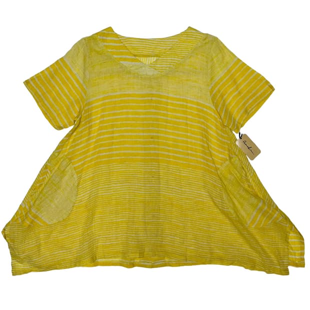 Yellow stripe back button top