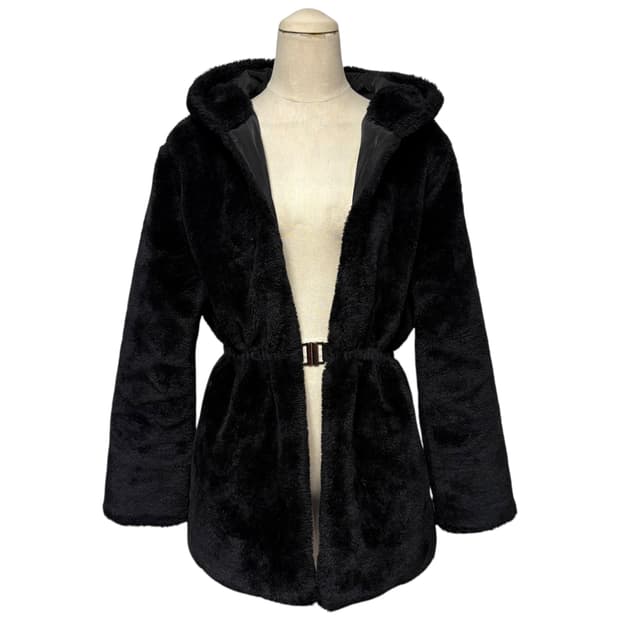 3727 블랙 벨트 버클 후드 퍼자켓