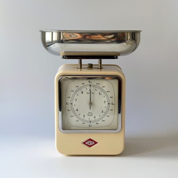 Vintage wesco kitchen scale & clock