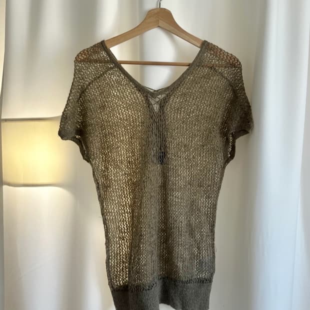 [PLACE] mohair lace-up knit top