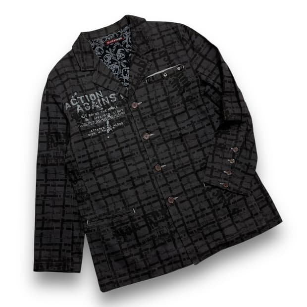 SLASH N NUMBER Skull lettering blazer