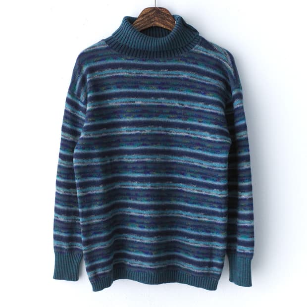 stripe button knit