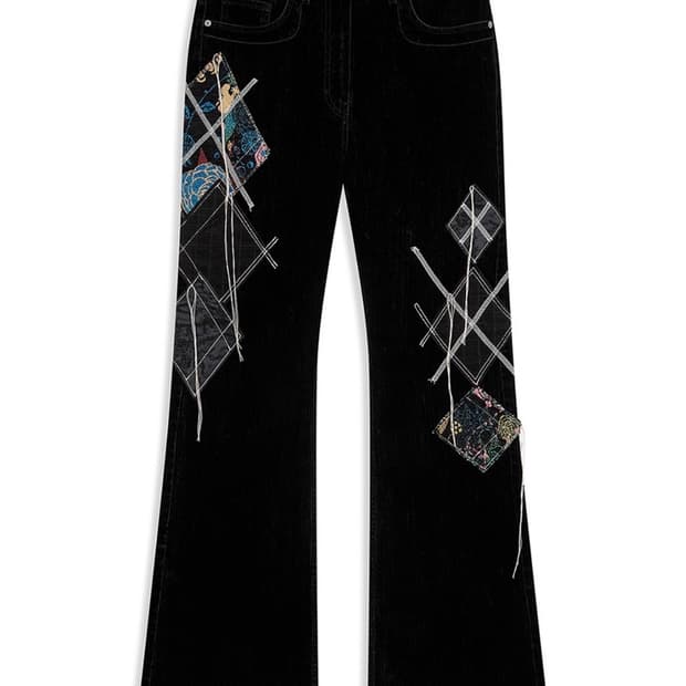 오픈와이와이 아가일 패치드 부츠컷 팬츠 s