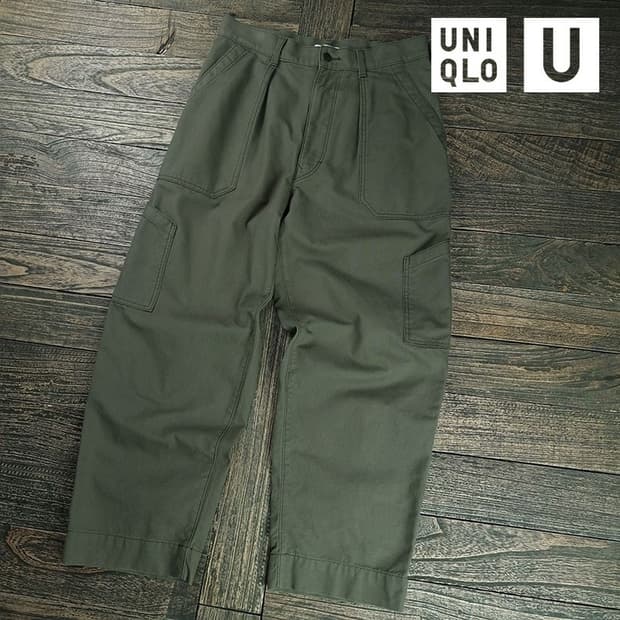 [유니클로 U 르메르] 루즈핏 워크 팬츠 올리브 M19428