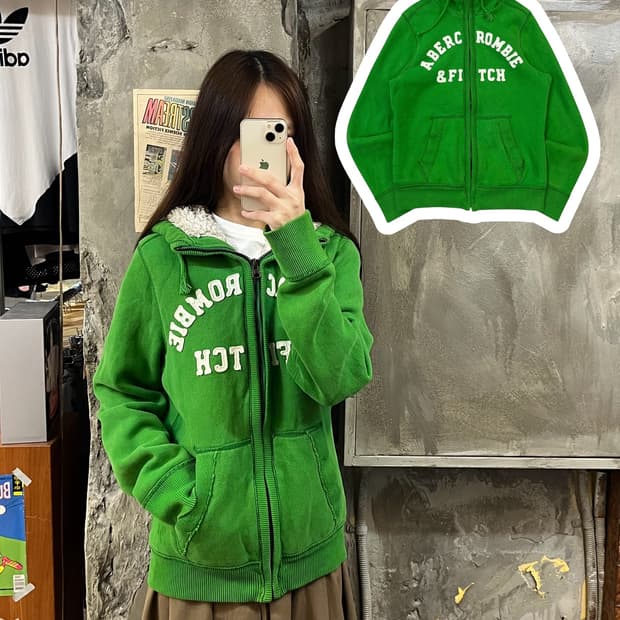 아베크롬비 후드집업 그린 S #csz970