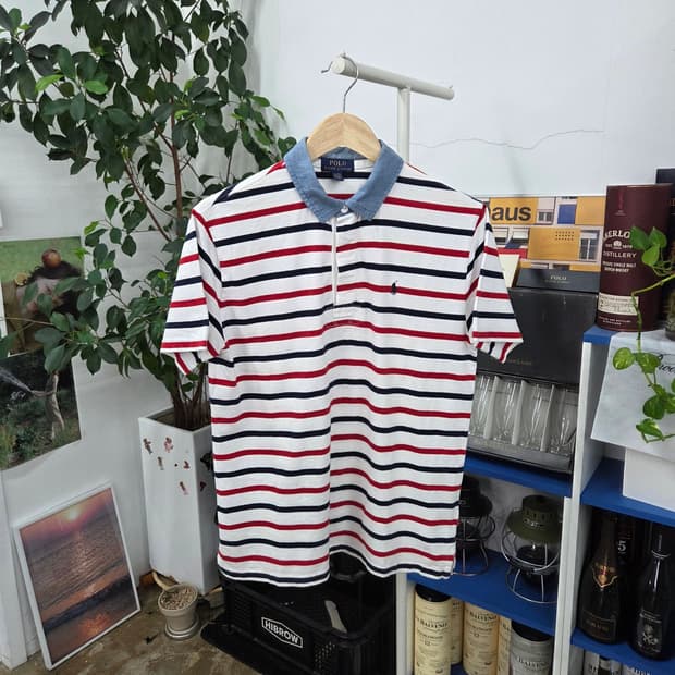 폴로랄프로렌 보이즈 샴브레이 칼라 코튼 반팔티셔츠 XL/18-20