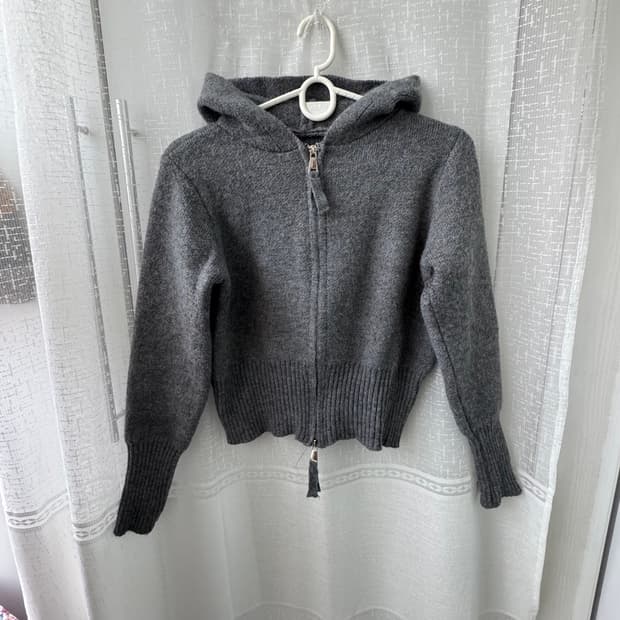 진그레이 투웨이 니트 후드집업 티셔츠