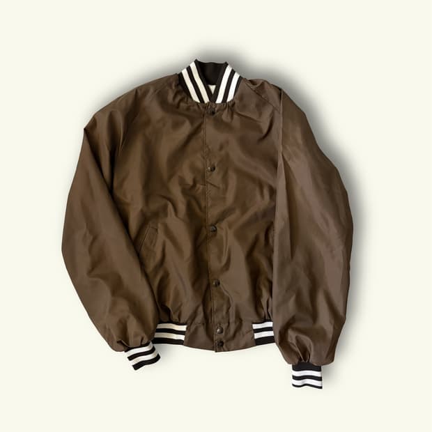 80s Brown Satin Bomber Jacket