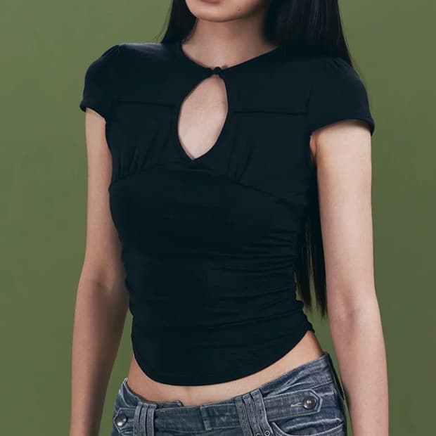 플리즈노팔로우 셔링 탑 블랙