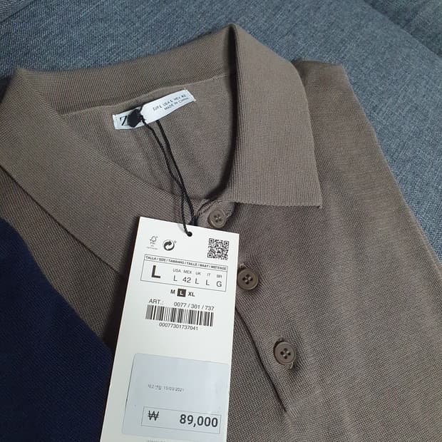 자라 니트 카라 티셔츠 새상품 L 사이즈 새상품