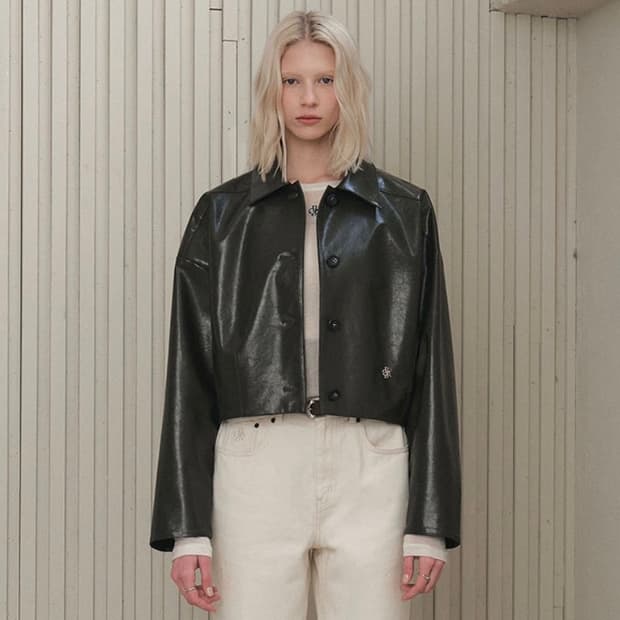 시티브리즈 레더 크롭 자켓_KHAKI