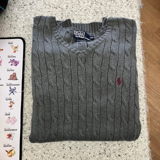 N130 폴로 니트 케이블 꽈배기 그레이