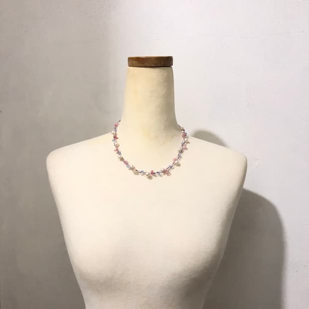 빈티지 헨드메이드 비즈 목걸이 페어리 모리걸 하구미 히피 오리엔탈