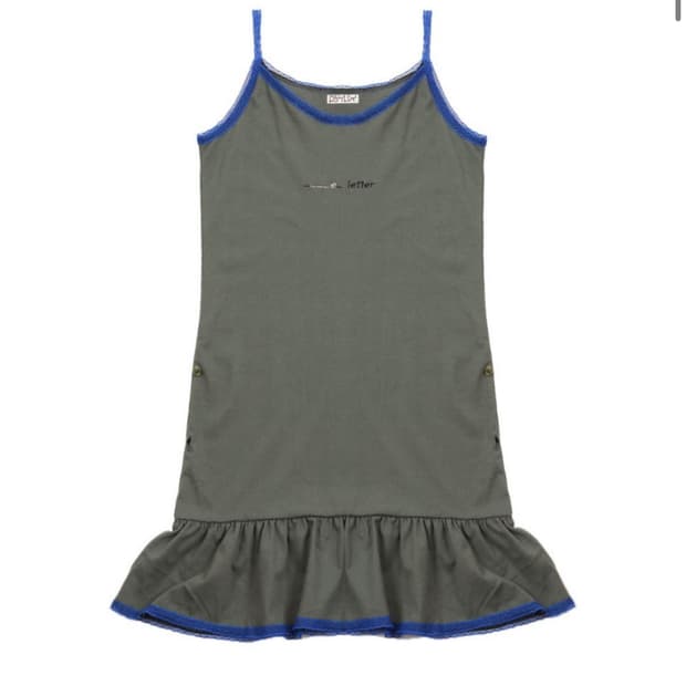오스하이 Lace Button Dress Khaki