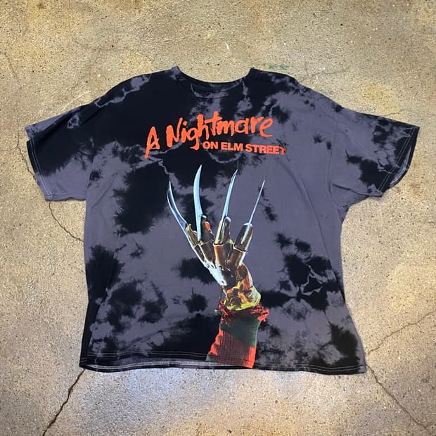 미국 빈티지 나이트메어 타이다이 프린팅 락티셔츠 반팔티