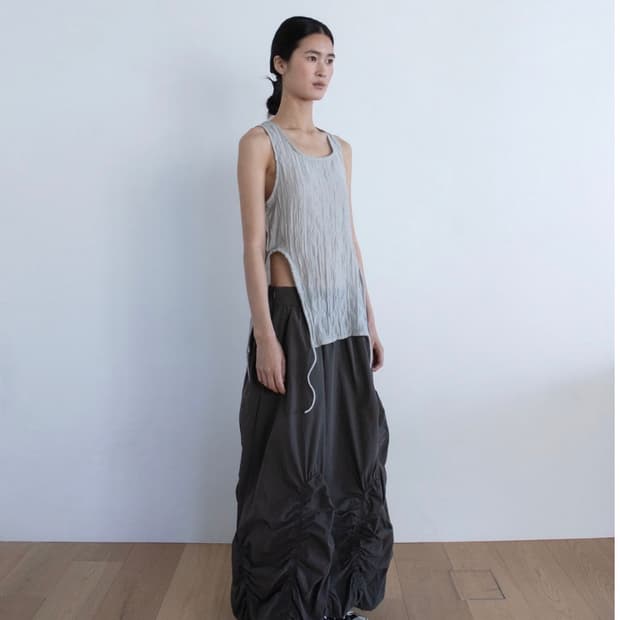 crinkle shirring sleeveless