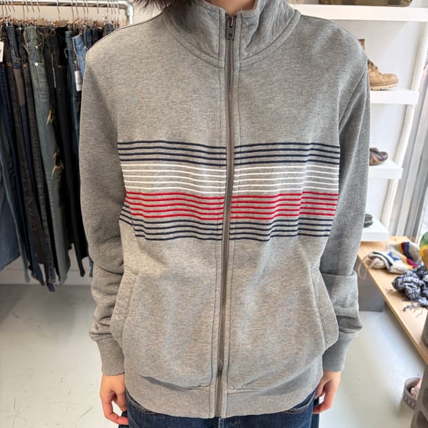 Tommy Hilfiger 그레이 스트라이프 집업 트랙 자켓