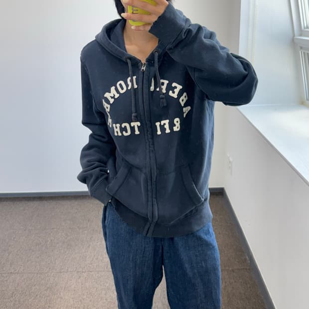 Abercrombie 아베크롬비 스펠아웃로고 네이비 후드집업 Price