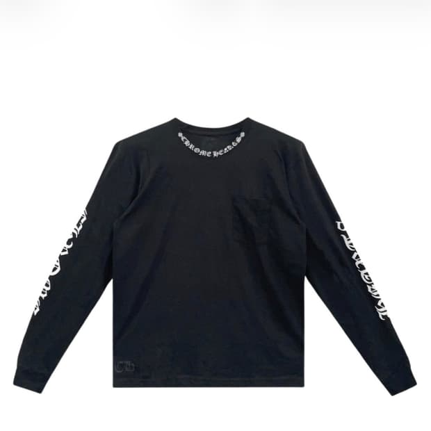 크롬하츠 넥 스크립트 로고 포켓 롱슬리브 블랙L