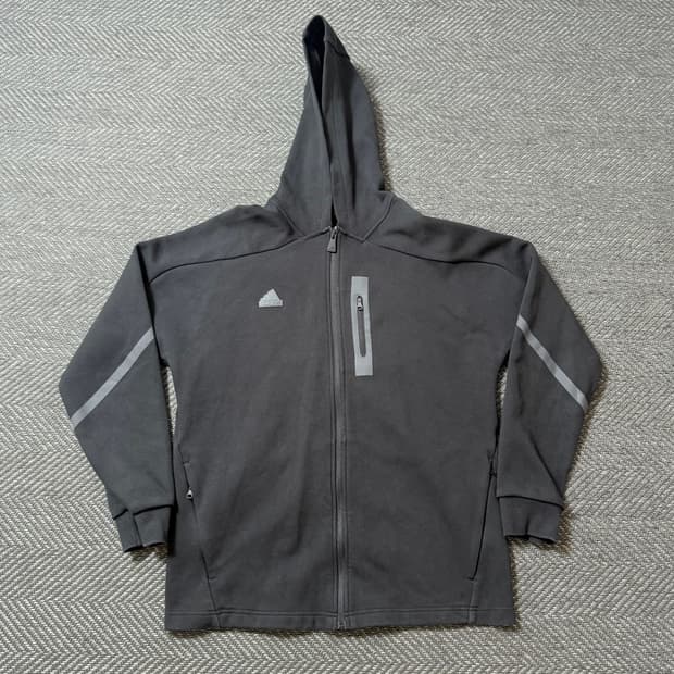 아디다스 블랙 후드 집업 점퍼 2XL