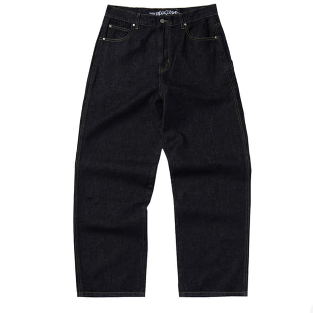 스웨이드 배기 데님 로우 인디고