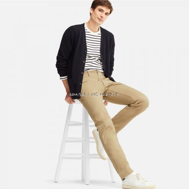 유니클로 스판 빈티지 레귤러핏 치노팬츠 베이지 (32)