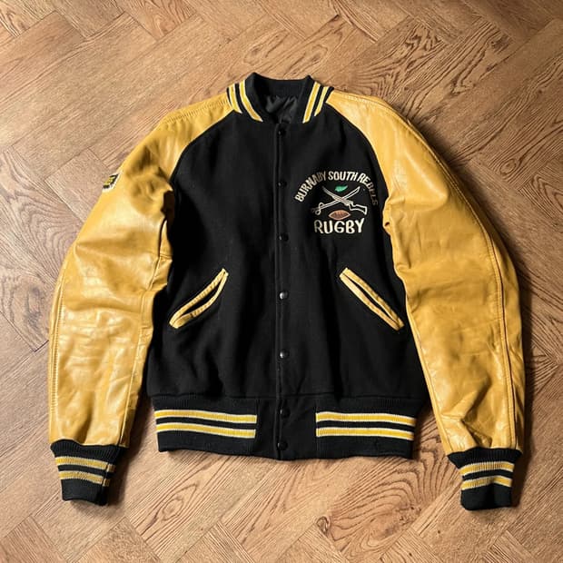 [L]90's USA 빈티지 울 레더 RUGBY 바시티 자켓