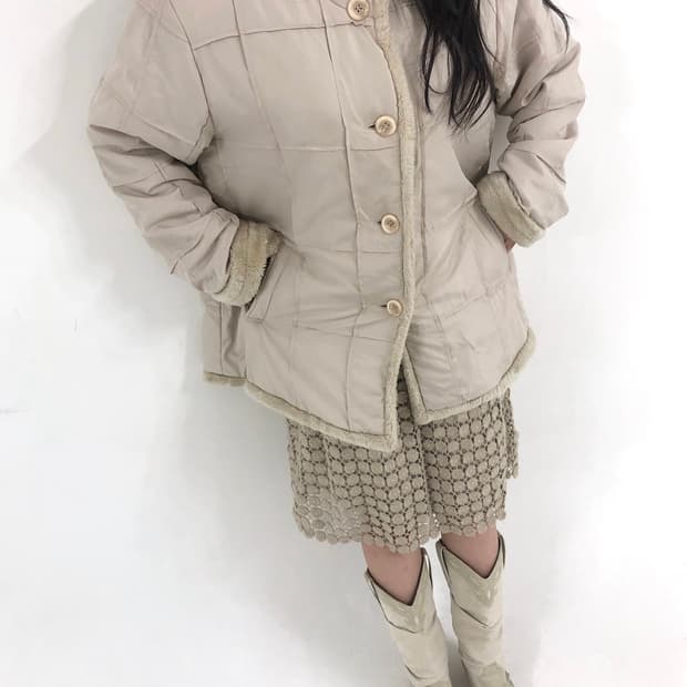 Ivory Quilted Fur Jacket