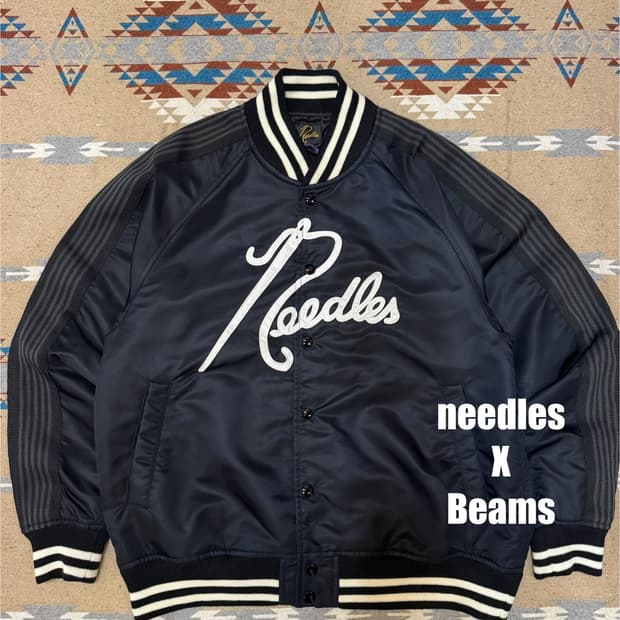 [M][100] 니들스 x 빔즈 나일론 스타디움 자켓 블랙