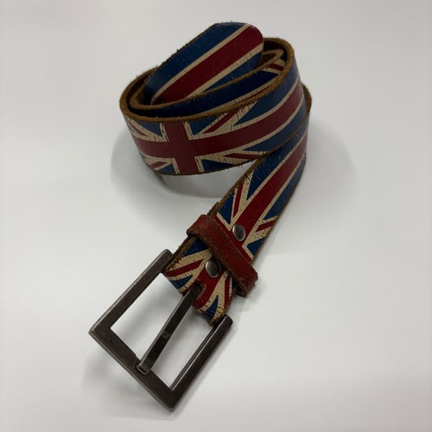 빈티지 유니온잭 웨스턴 레더 벨트 Union Jack