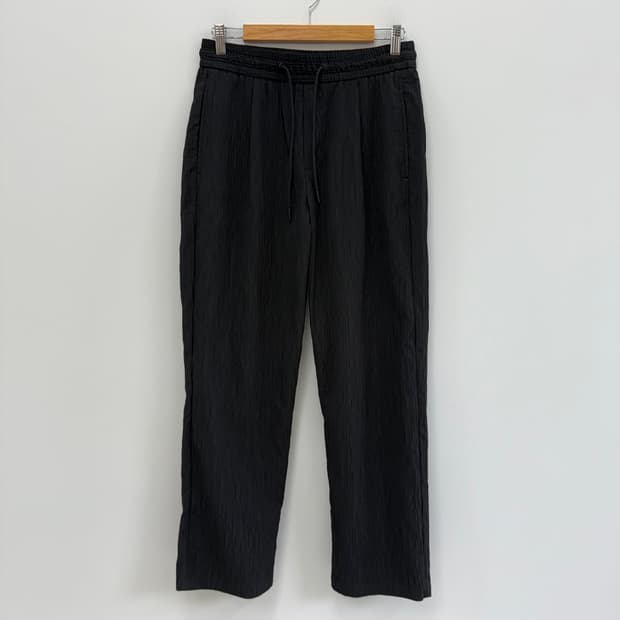 [US S] 자라 남성 백포켓 플리츠 밴딩 팬츠 바지 블랙 3704