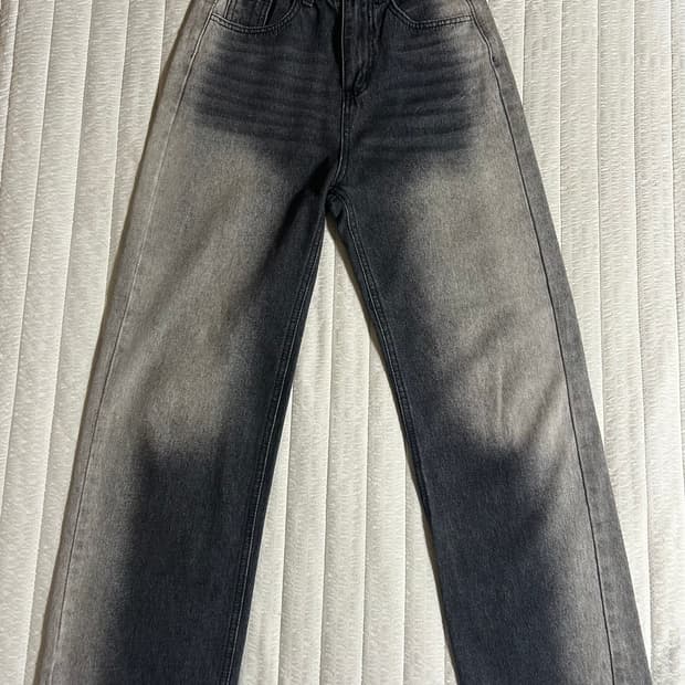 여성 워싱 세미 와이드 팬츠 S