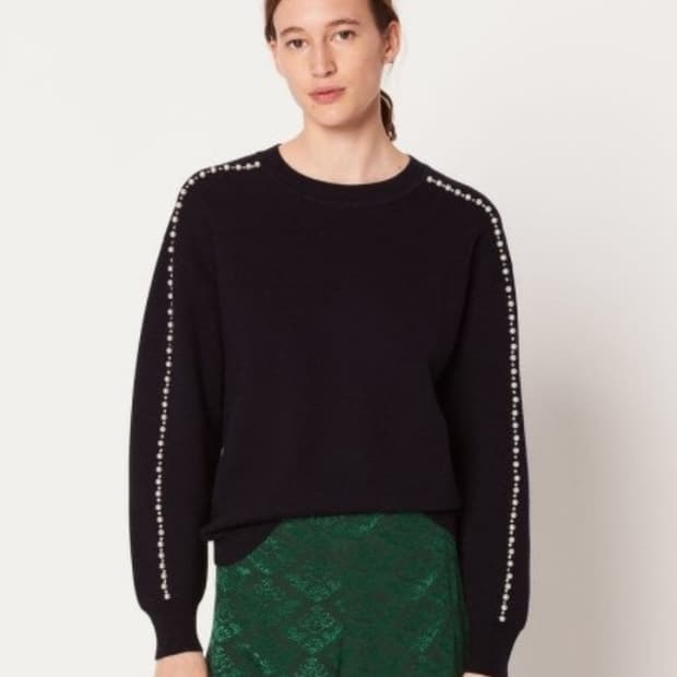 산드로 SANDRO 진주 장식 니트 1사이즈