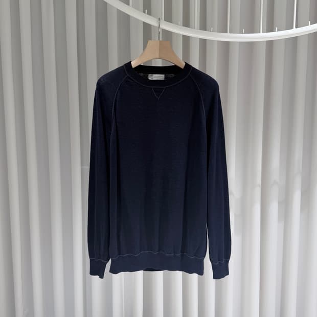 (A+/54) / 브루넬로 쿠치넬리 린넨 코튼 라글란 니트 네이비