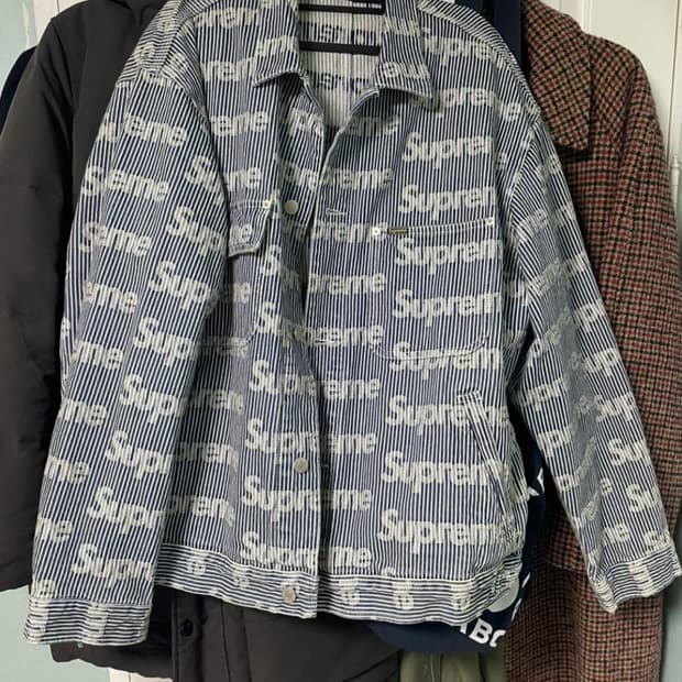 슈프림 24ss 데님 초어 트러커 자켓 스트라이프