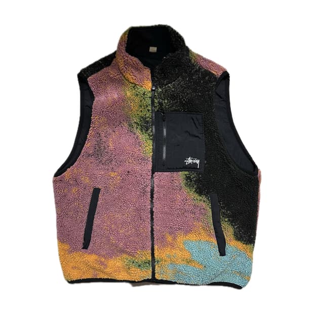 스투시 자카드 다이 쉐르파 베스트 베리