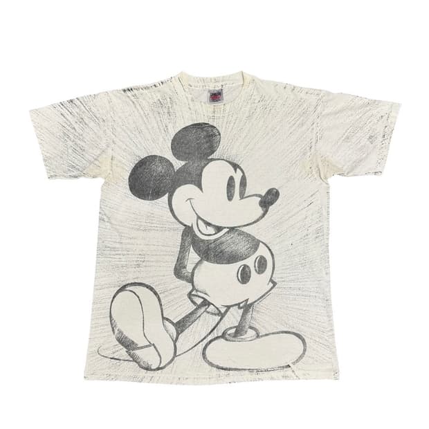 빈티지 90s Mickey Mouse 미키마우스 스캐치 티셔츠