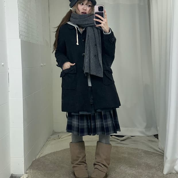 무채색 니혼진 리본 코트 도트 코디세트