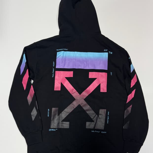 오프화이트 그라데이션 빈티지 커스텀 후드티 L